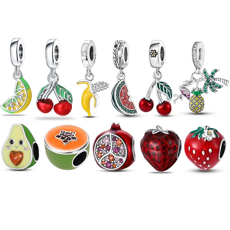 

2022 New Silver Fruit Series Beads Fits Pandora 925 Original Bracelets Women Color Pendant Beads DIY Jewelry For Jewelry Making
