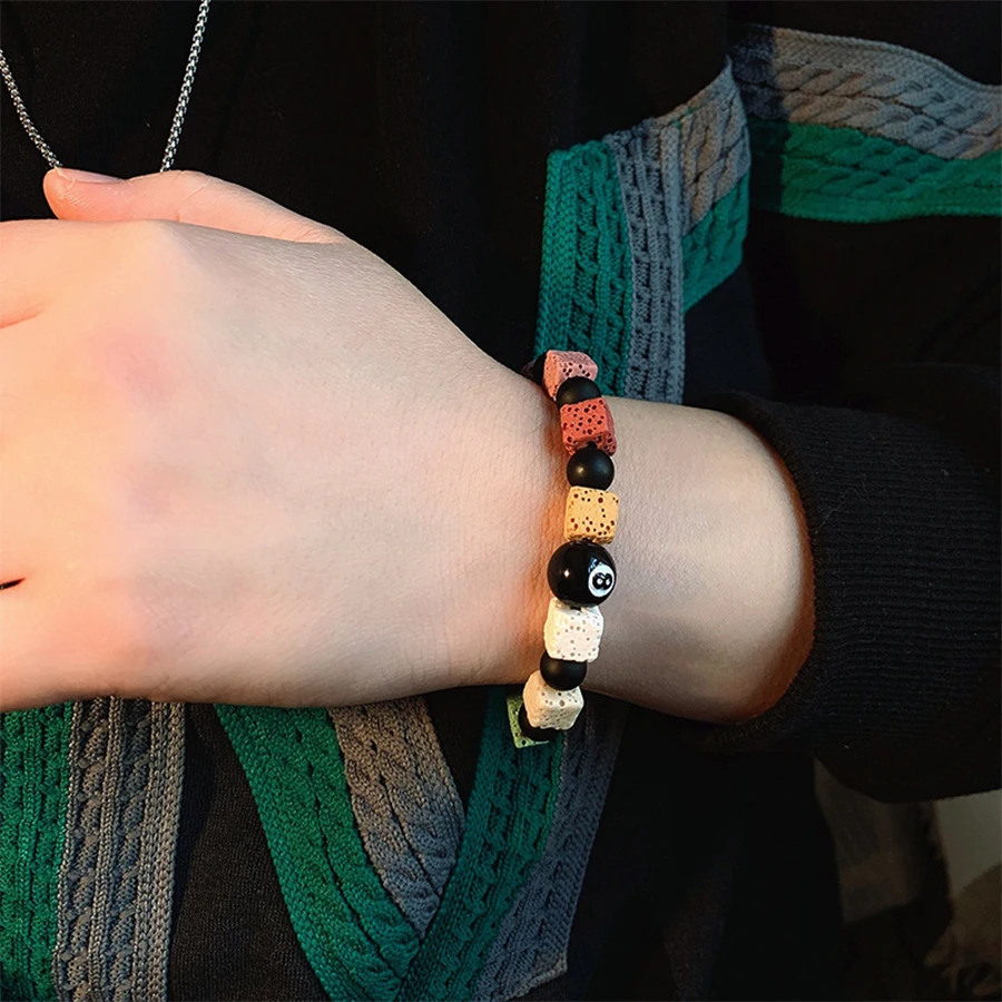 Новый модный Индивидуальный Черный Браслет с восьми косточками и бусинами для