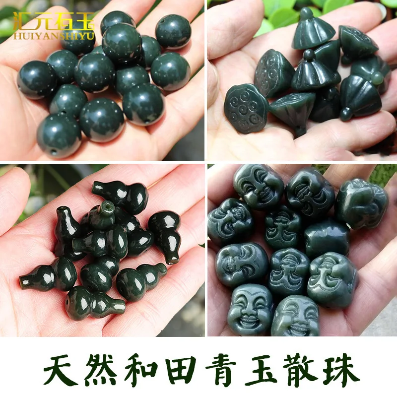 

Natural Hetian Jade Gourd Lotus Buddha Head Beads For Jewelry Making Diy Bracelet Charms Necklace Nephrite Jades Bead Accessorie