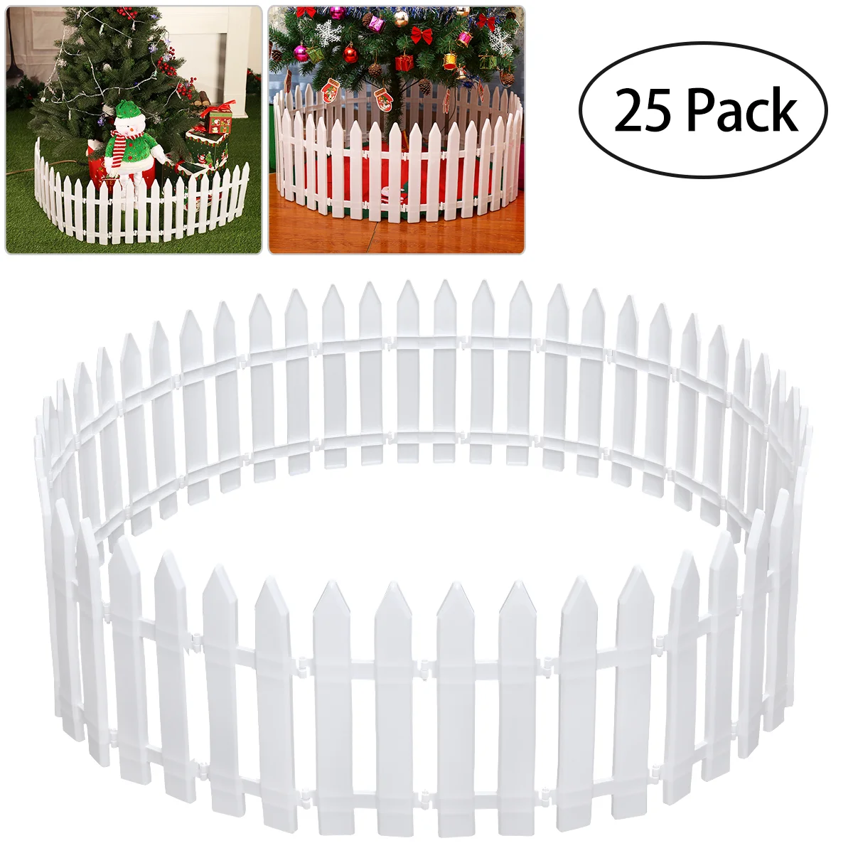 

TINKSKY White Plastic Picket Fence Miniature Home Garden Christmas Xmas Tree Wedding Party Decoration (25 Pieces)