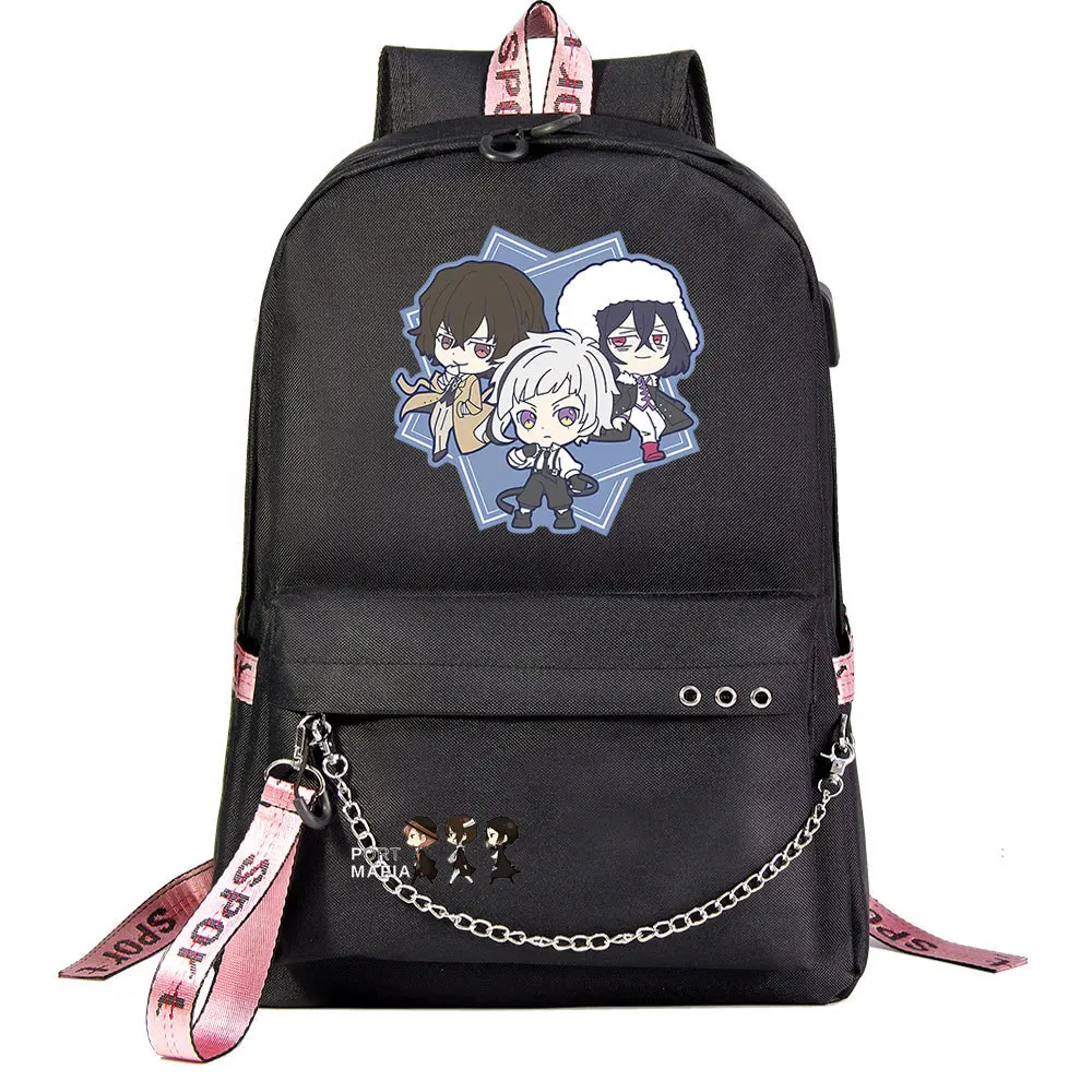 Аниме Bungo Stray Dogs Dazai Osamu USB Рюкзак Школьные сумки для книг Вентиляторы Дорожные