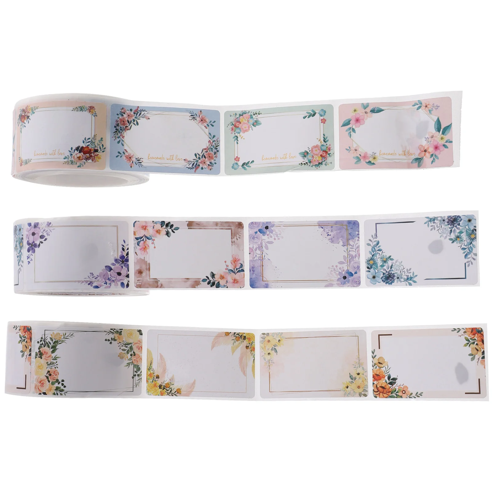 

3 Rolls Sticker Blank Bottle Stickers Multi-function Food Labels Date Floral Decor Handwriting Fridge Note Name