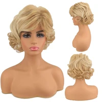 whimsical w synthetic wig for women hair short curly hair with bangs natural light gold heat resistant daily use wigs