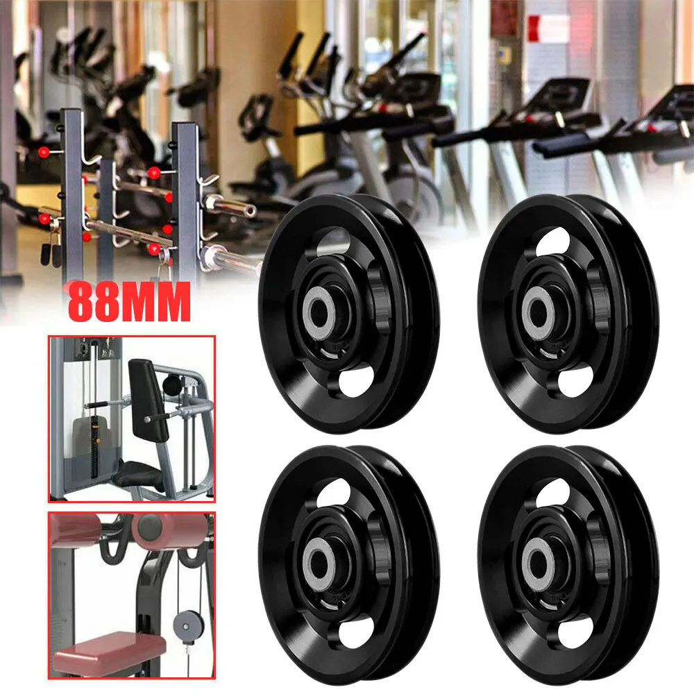 

Wheel Pulley Heavy Fitness Alloy Load Lift Color Part 4pcs/lot Equipment Aluminium Wheel 88mm Red/black Gym Pulley Bearing