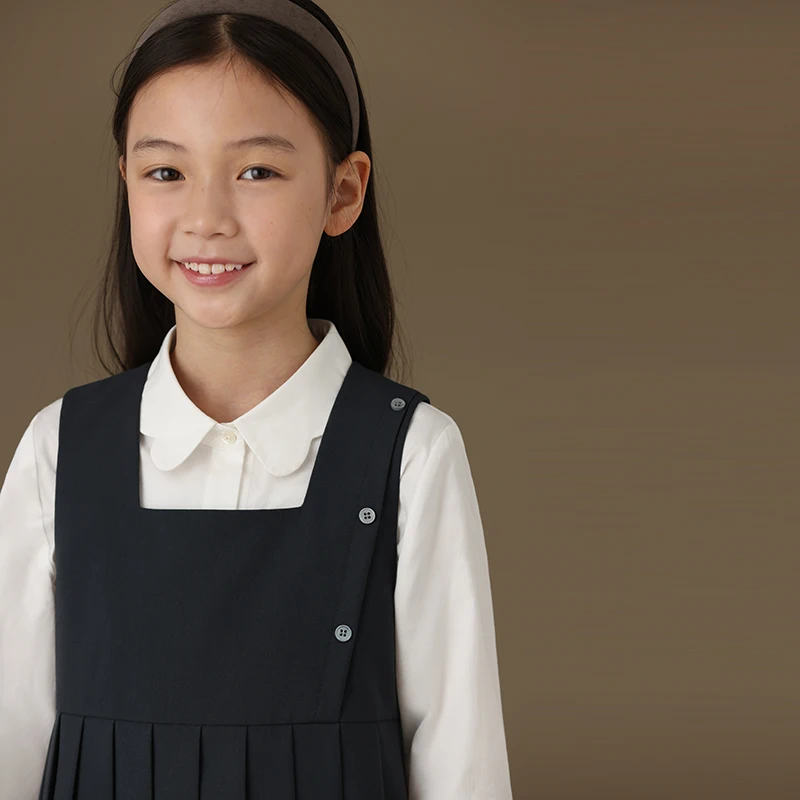 Темно-серая Одежда для девочек 2024 весенне-летнее платье сарафан в студенческом