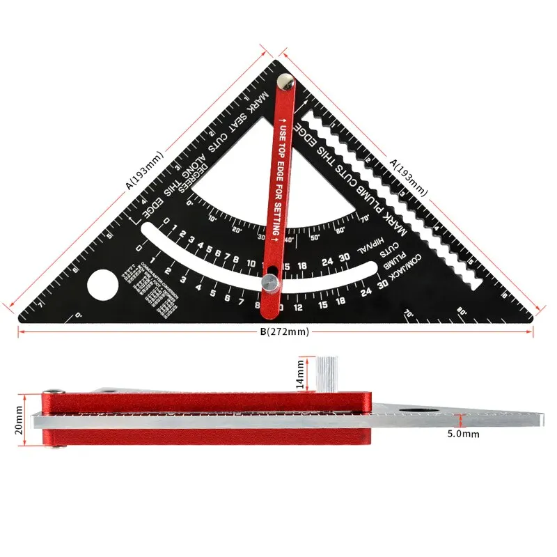Треугольная линейка 7 дюймов угловой транспортир из алюминиевого сплава