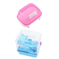 2 pcs hamster house 1 pcs 2 floors storey hamster cage mouse house with slide disk spinning bottle 1 pcs pink white small ham