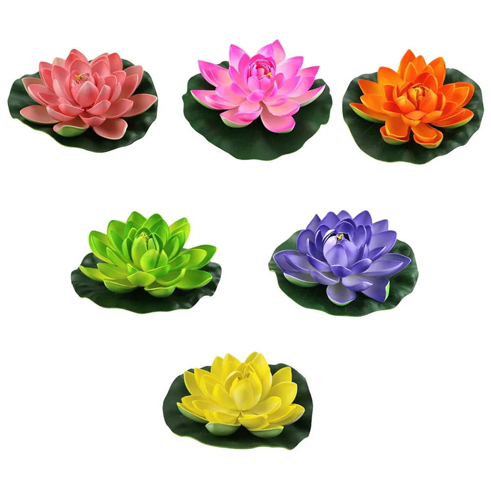 

Lotus Flower Floating Pool Lily Flowerspads Water Artificial Decor Decoration Lights Light Led Lifelike Outdoor Lamp Lanterns