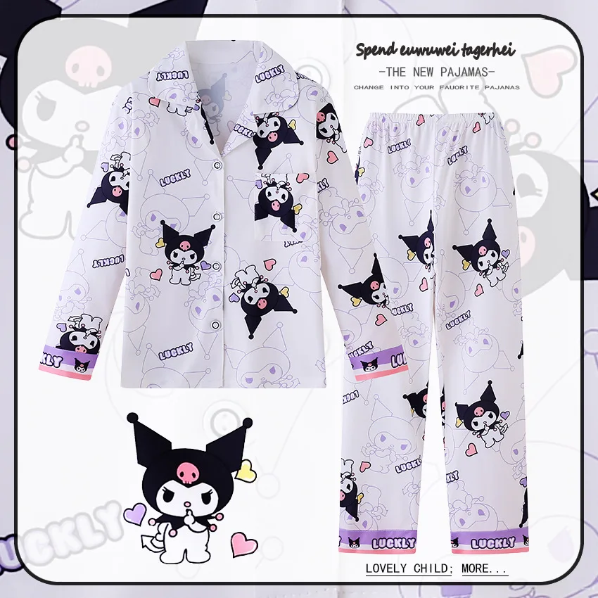 

2023 Sanrio Cinnamoroll пижамы Kawaii аниме Kuromi My Melody детская одежда для сна хлопок Весна Осень для мальчиков девочек Домашняя одежда подарки