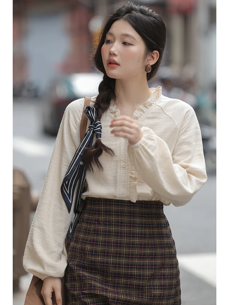 Женские рубашки с длинными рукавами Miding French sle High Sense осень 2024 новая шикарная