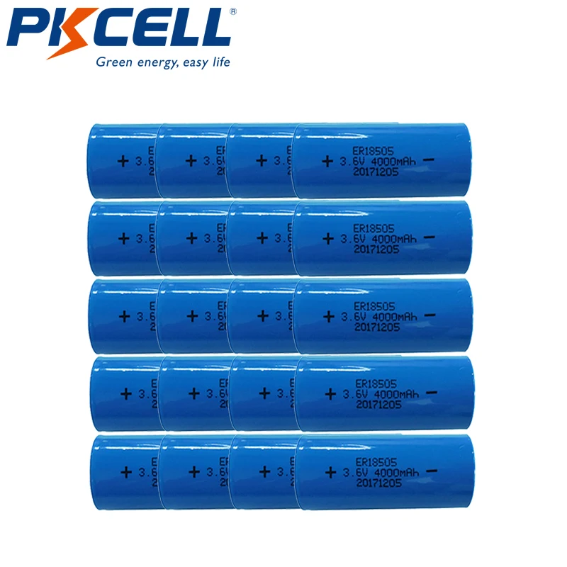

20pcs PKCELL ER18505 18505 3.6V A size Lithium Battery ER18505 4000Mah Li-SOCl2 Battery for Intelligent instrument