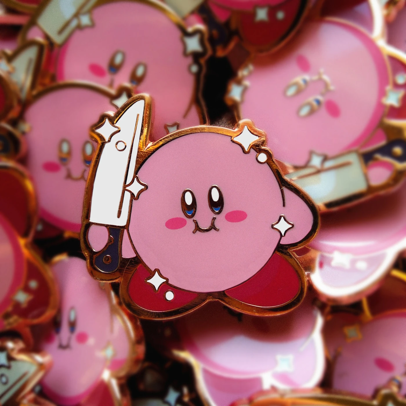 

Kawaii Kabii Knife Hard Enamel Pin Cute Pink Elves Take The Knifes Brooch Accessories Cartoons Anime Games Decor Jewellery Gift