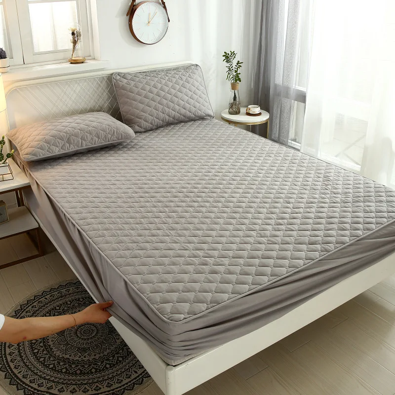 

Thicken Quilted Cotton Mattress Cover King Queen Bed Fitted Sheet Anti-Bacteria Mattress Topper Air-Permeable Pad Bedspread