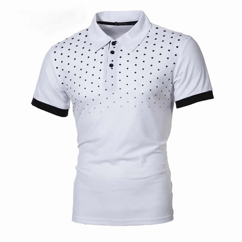 

Summer Top Men's T-shirt Fashion Men Slim Fit Social Dress Short Sleeve Polo Shirts Male Dot Tops Tees Man Polos De Marca S-5XL