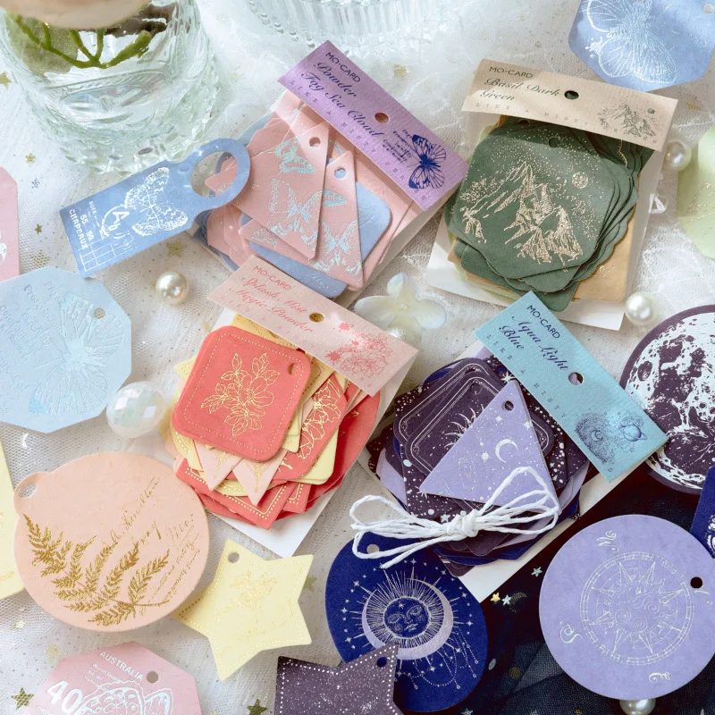 

30pcs Hot Stamping Card Material Vintage Mountain Butterfly Memo Background Paper Diary Lable Retro basics simple INS Message