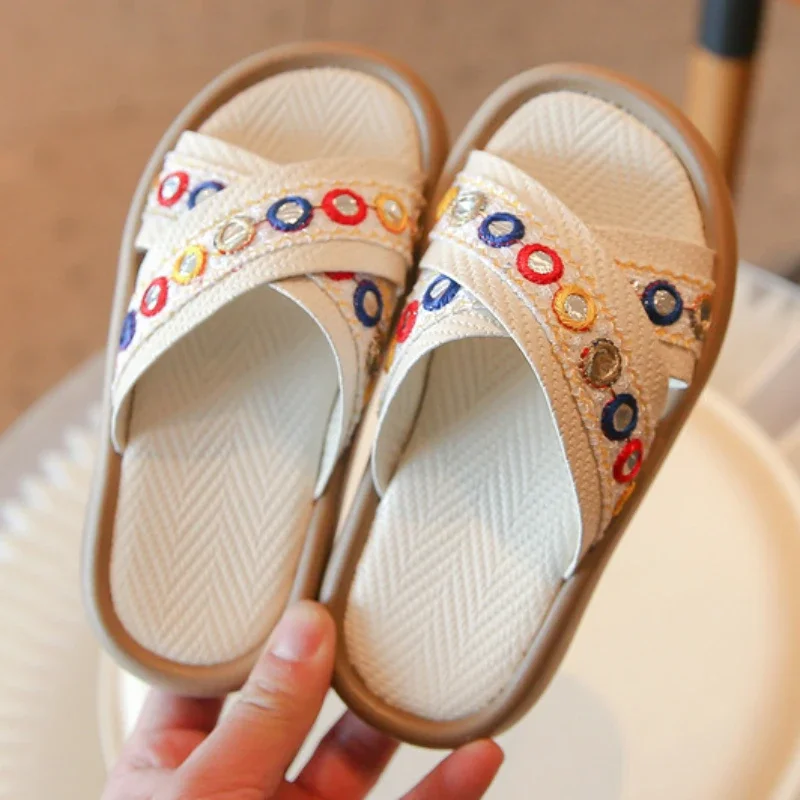 Мюли детские без застежек летние Нескользящие с открытым носком повседневные