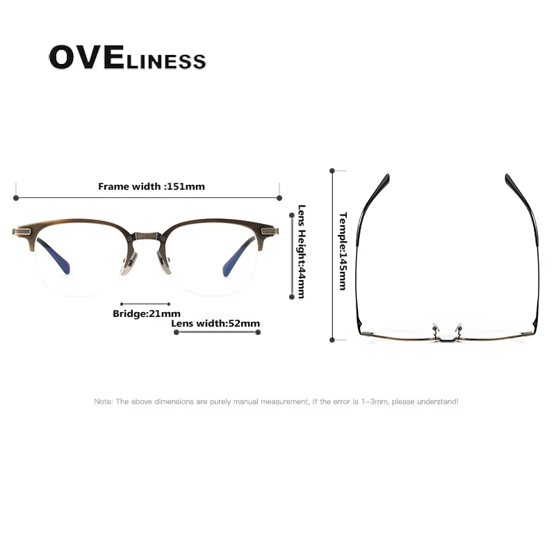 Оптическая полуоправа для очков из чистого титана мужчин и женщин новинка 2025