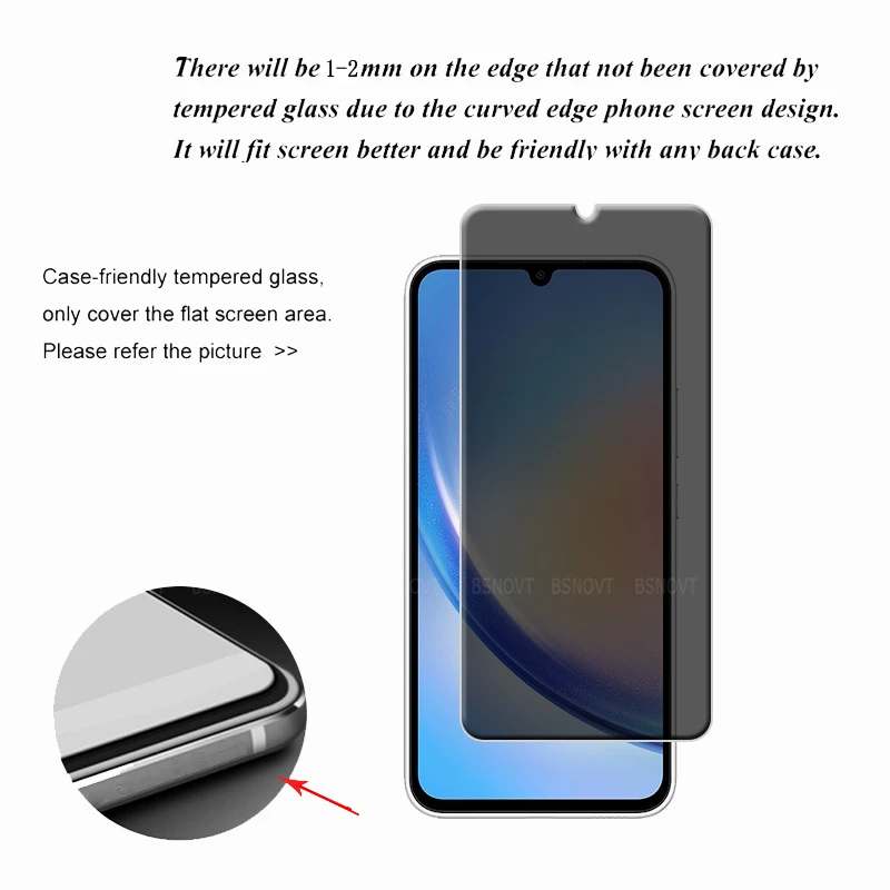 4/3/2/1 шт. для Samsung Galaxy A34 Стекло закаленное стекло 9H HD клей антишпионская защита
