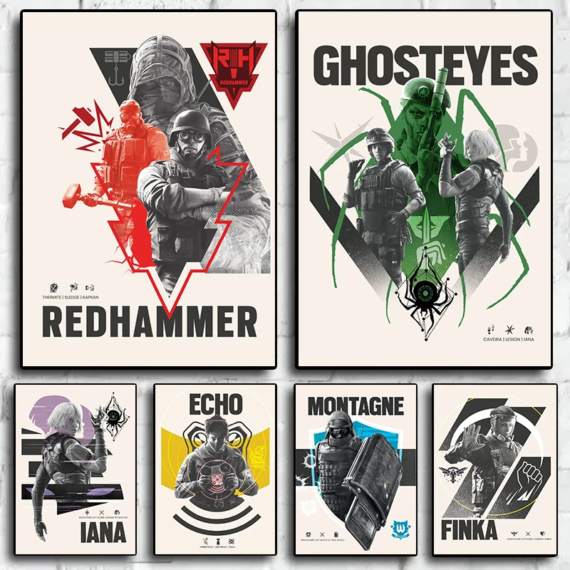 Популярные постеры для видеоигр Шесть осад игровые персонажи принты печать на