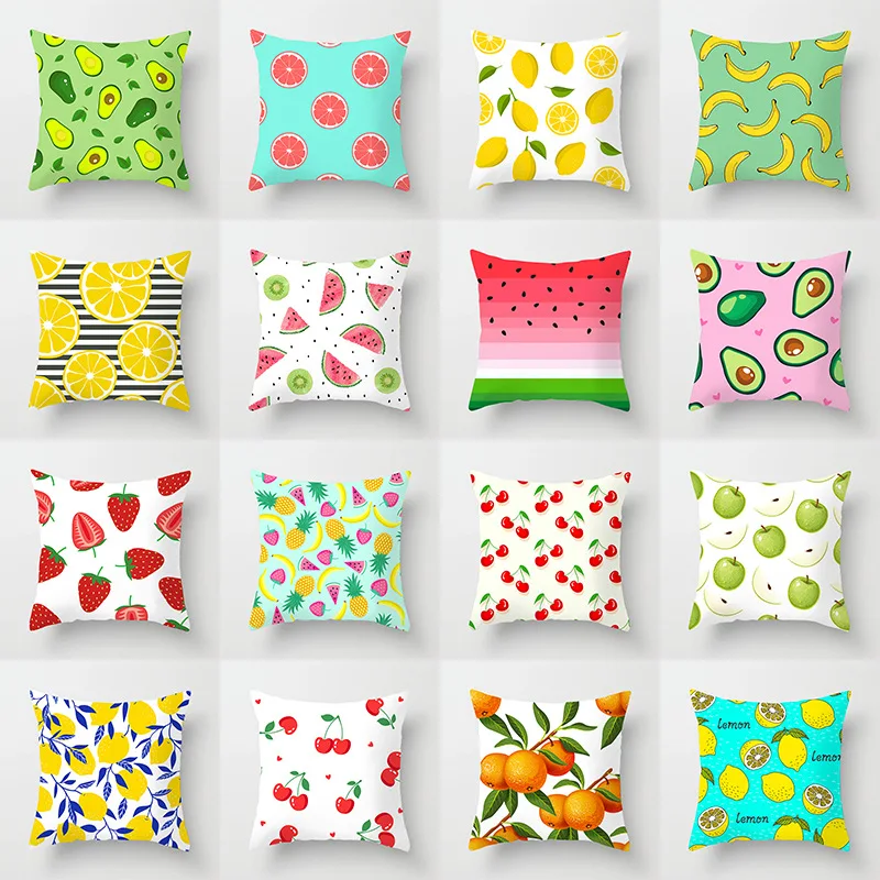 

Tropical Fruit Cushion Cover Cartoon Home Decoration Sofa Pillowcase Polyester Throw Pillow Case Simplicity Throw Pillow Case