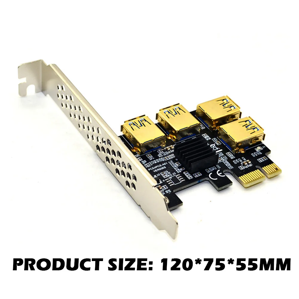 

Адаптер для майнинга биткоинов BTC, майнинговая карта PCI-E PCI Express, Райзер-карта от 1x до 16x1 до 4, слот USB 3,0, PCIE порт, усилитель, концентратор