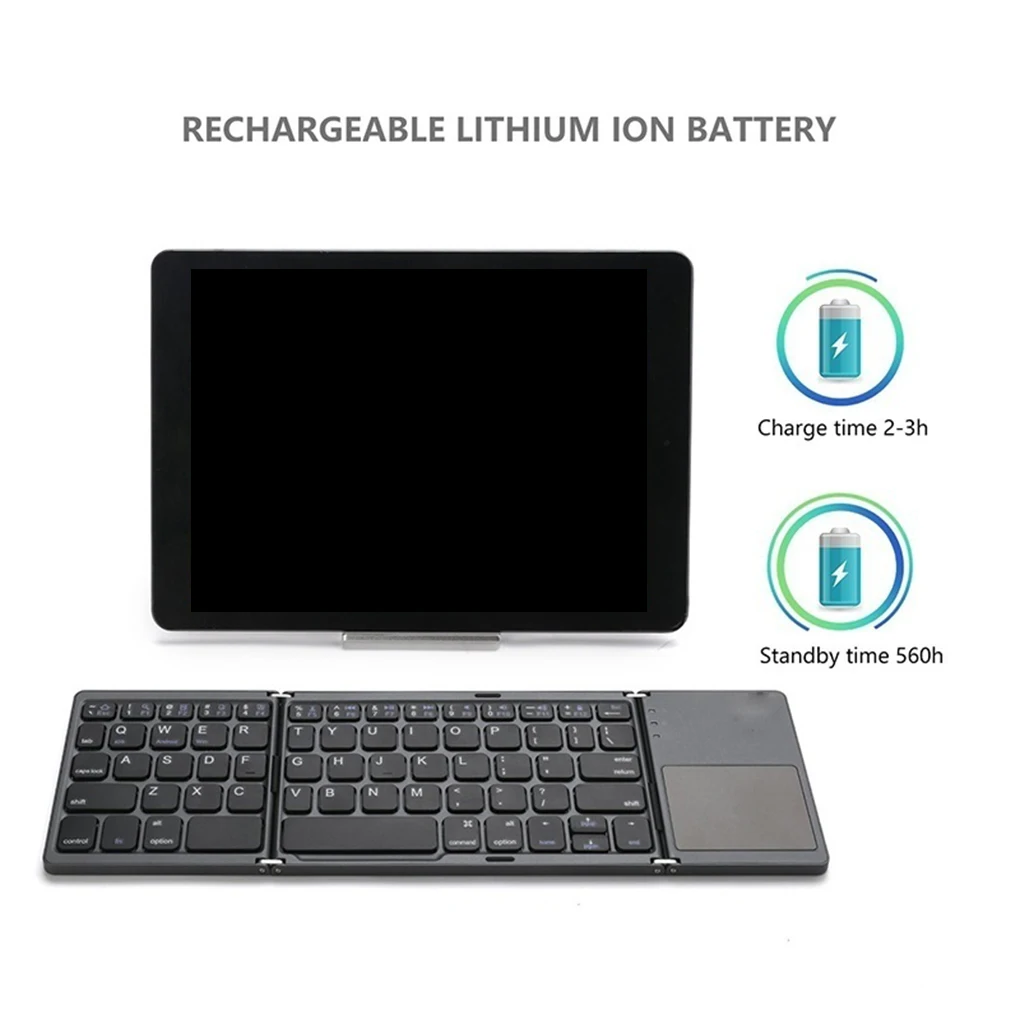 

Portable Foldable Keyboard Ultra Slim Rechargeable Bluetooth Wireless Keyboard Universal Bluetooth Keypad for Tablet Laptop