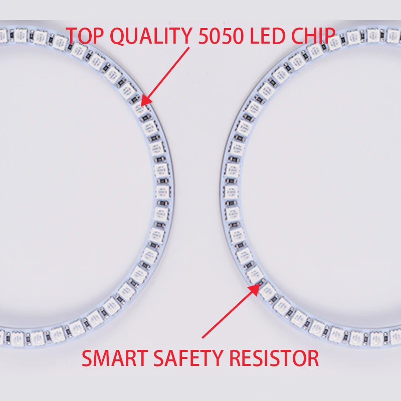 Новейшие разноцветные светодиодные фары RGB Angel Eyes Halo Ring Eye DRL RF с дистанционным