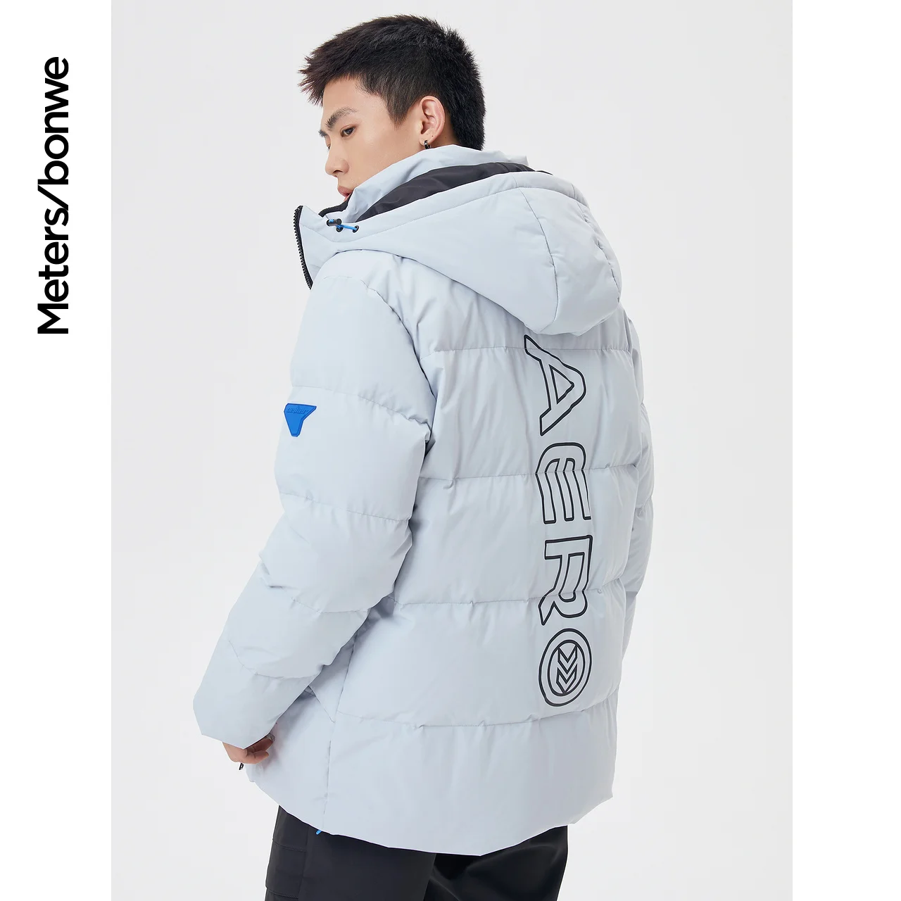 Metersbonwe Down Jacket Men Winter Back Printed Mid-length Hooded Down Coat Male Brand Loose Outerwear Fashion Warm Coat New