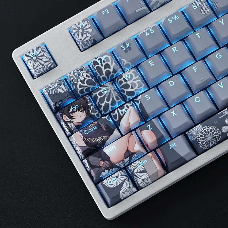 108 клавиш/набор синий архив Kisaki Backlik Keycap PBT 5-сторонние колпачки для клавиш с