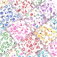 100pcs 4x7mm color flowers stars moons and acrylic spacer beads for jewelry making diy bracelet necklace earrings