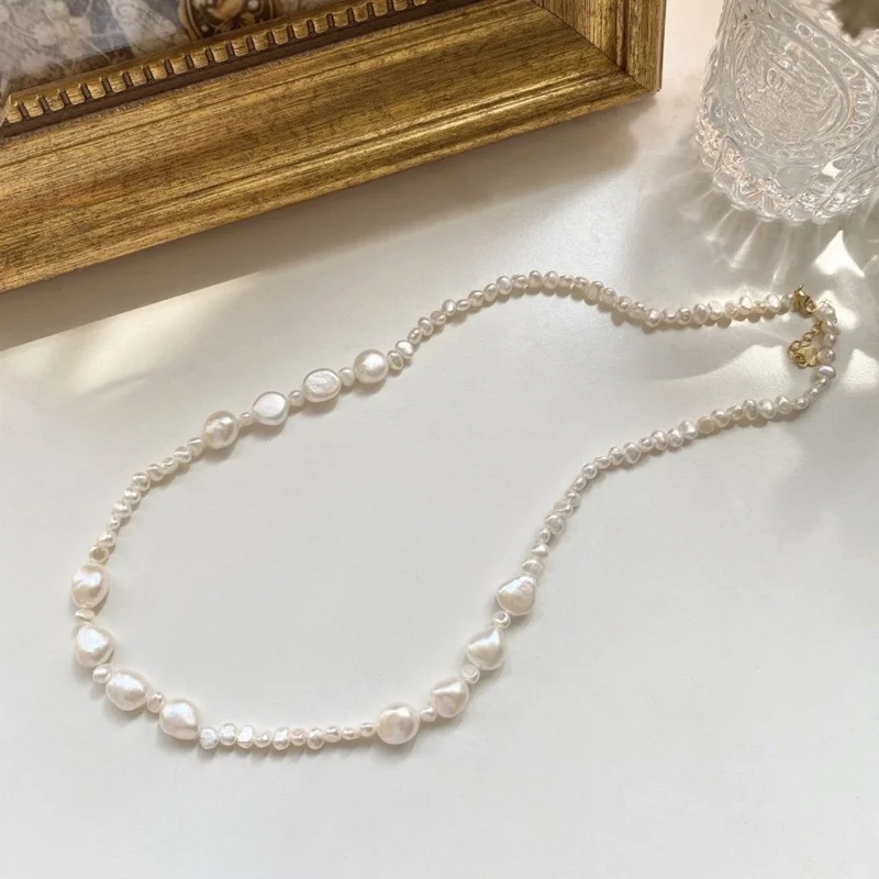 

Minar French Freshwater Pearl Chokers Necklaces for Women Girl Multi Size Pearls Beads Chain Pendant Necklace Every Day Jewelry