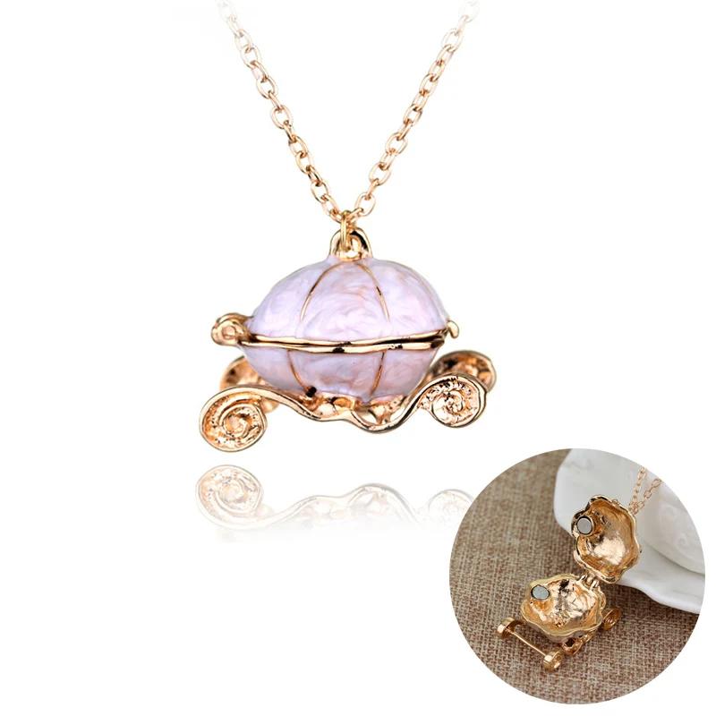 

Movie Pumpkin Carriage Necklace Magic Fairy Tales Necklace Jewelry Exquisite Women's Jewelry Flip Alloy Necklace Dating Gift