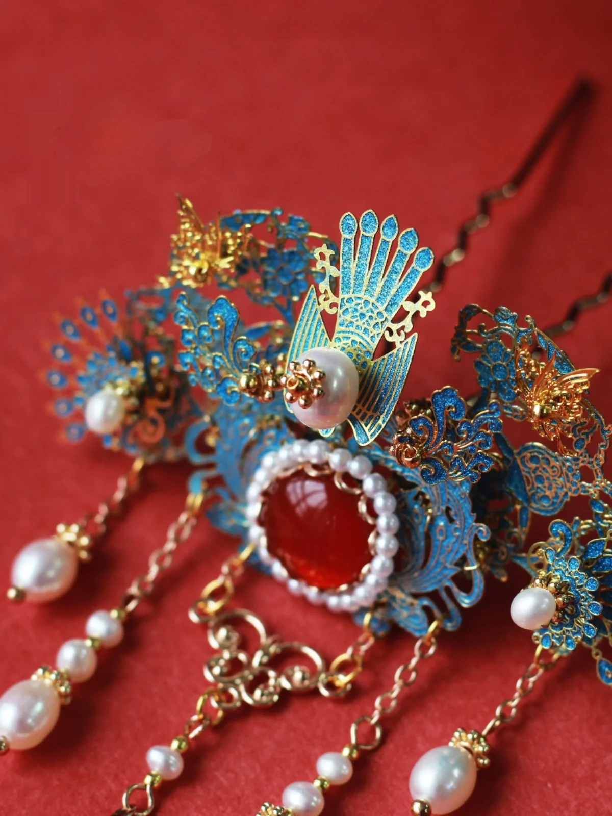 Заколка для волос SUNSUN тусклый Феникс оригинальная имитация Мин горящего синего