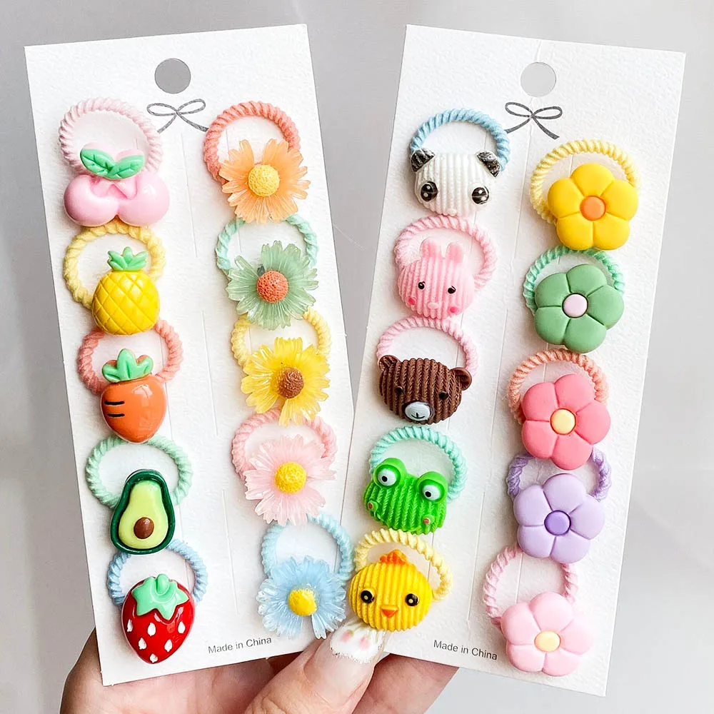 

10 шт./компл. новые милые детские резинки для волос с цветком из мультфильма «конский хвост», резинки для волос, эластичные резинки для волос, ...