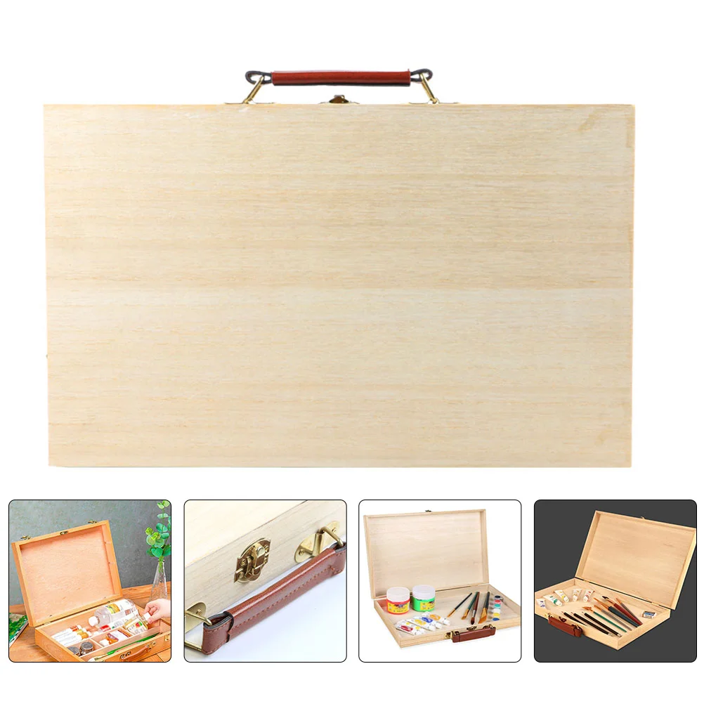 

Painting Box Drawing Pencils Storage Case Wooden Pigment Empty Container Watercolor Oil Lightweight Colored