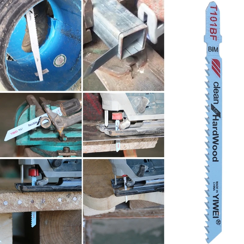 

5 Pcs T101BF Bi-metal T-Shank Jigsaw Blades Cutting Tool Clean For Hardwood