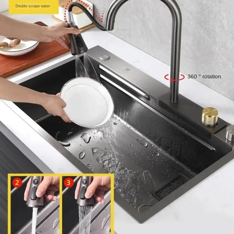 Раковина Raindance из нержавеющей стали 304 черная раковина Водопад большая с одной