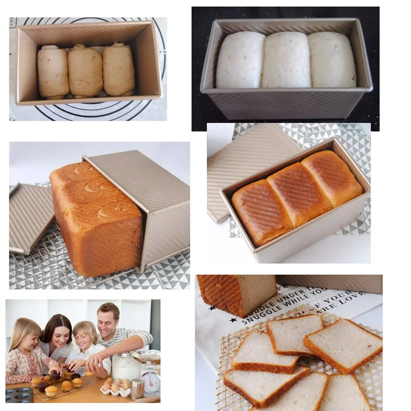 

Прямоугольная антипригарная Крышка для кастрюль, форма для выпечки хлеба, коробка для тостов, крышка, золотистая алюминиевая сталь, форма для хлеба, выпечка тортов