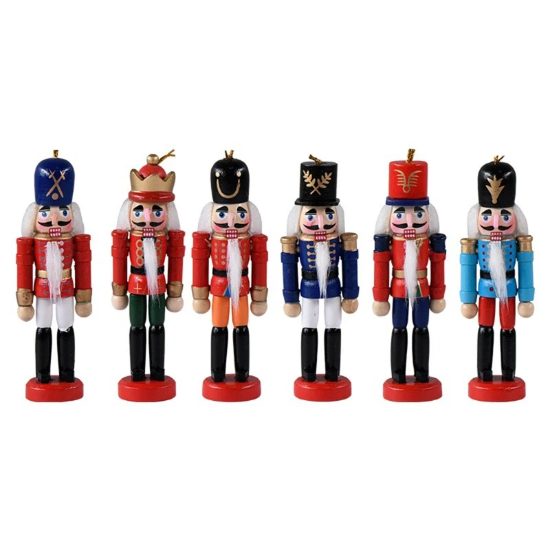 

Christmas Nutcracker Ornaments Set Wooden Nutcrackers Hanging Decorations for Christmas Tree Figures Puppet Toy Gifts