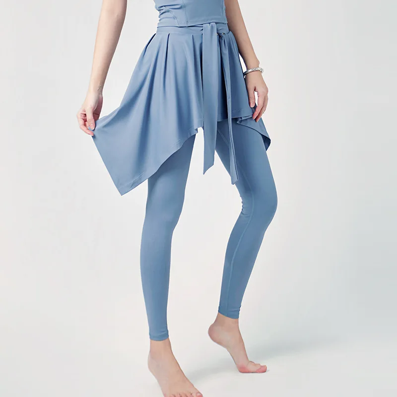 Yoga trousers with Skirt Sports female spandex leggings gympants women's anti-flare high waist stretch quick dry fitness