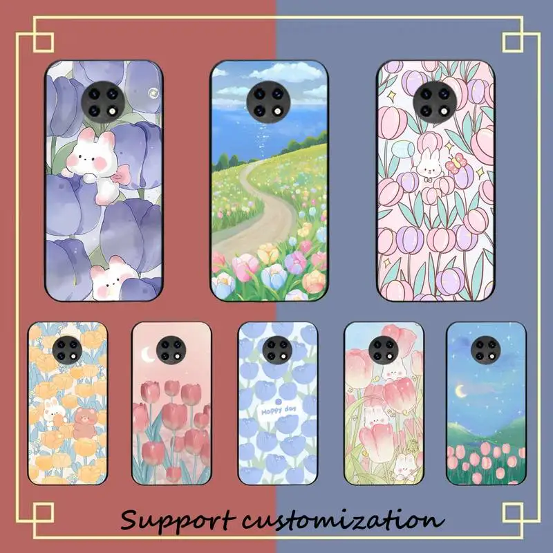 

Tulip Flower Phone Case For Xiaomi Redmi Note 8A 7 5 Note 8pro 8T 9Pro TPU Coque for note 6pro Funda Capa