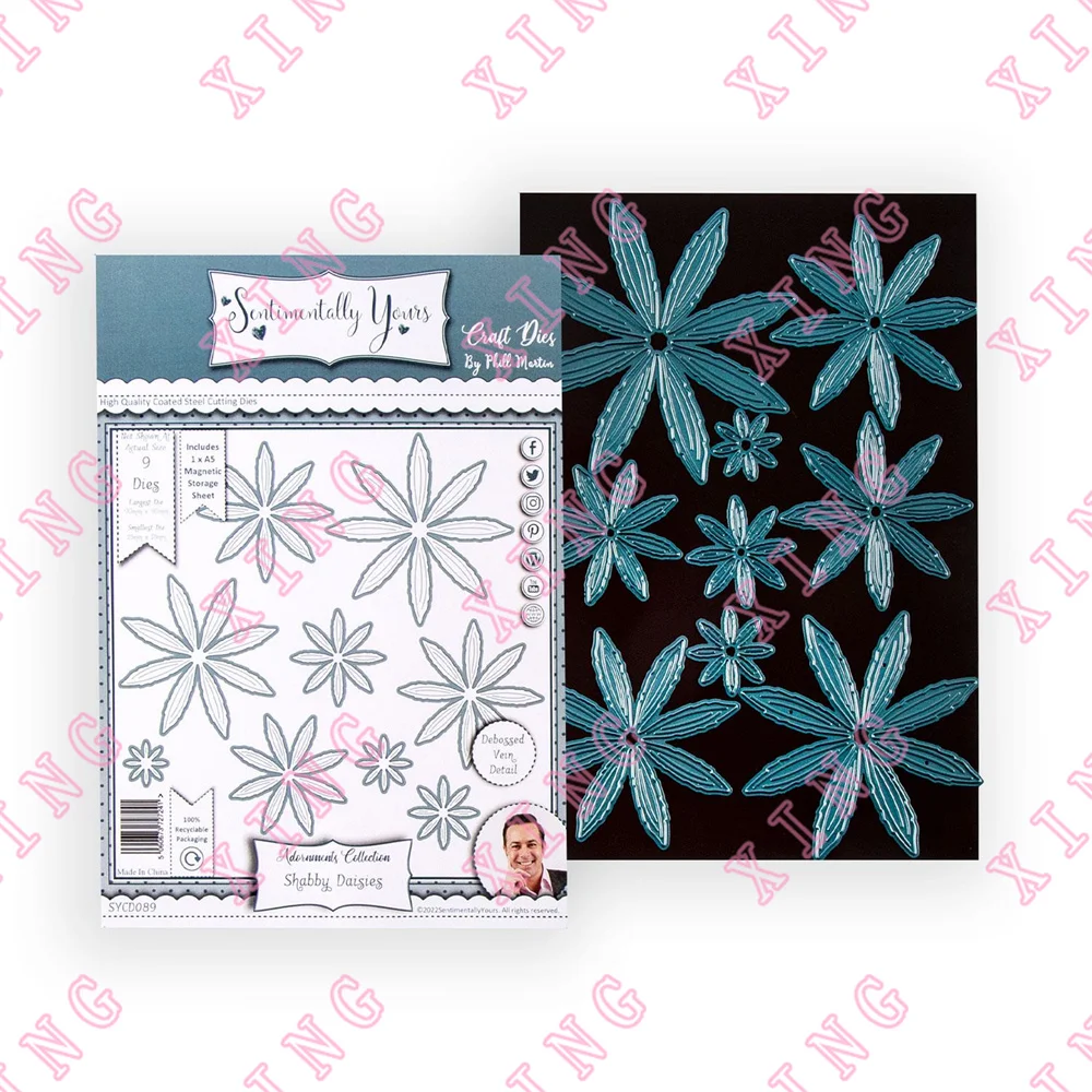 2022 Newest Shabby Daisies - 9 Dies Metal Cutting Scrapbook Decoration Embossing Template Diy Greeting Card Craft Reusable Molds