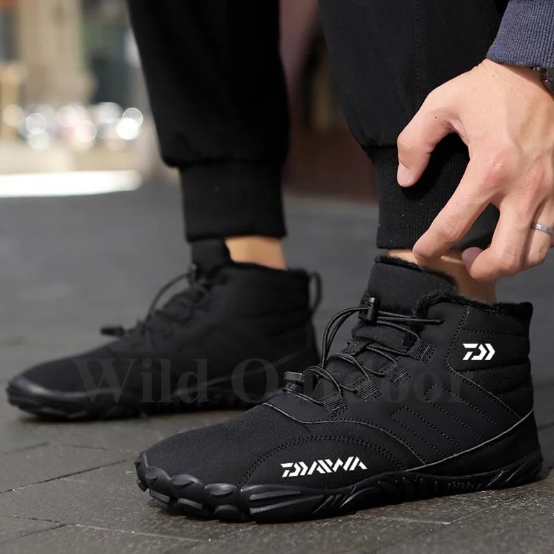 

Daiwa Men's Women Warm Plush Waterproof Sneakers Outdoor Hiking Camping Skiing Non Slip Rubber Plus Size Climbing Fishing Shoes