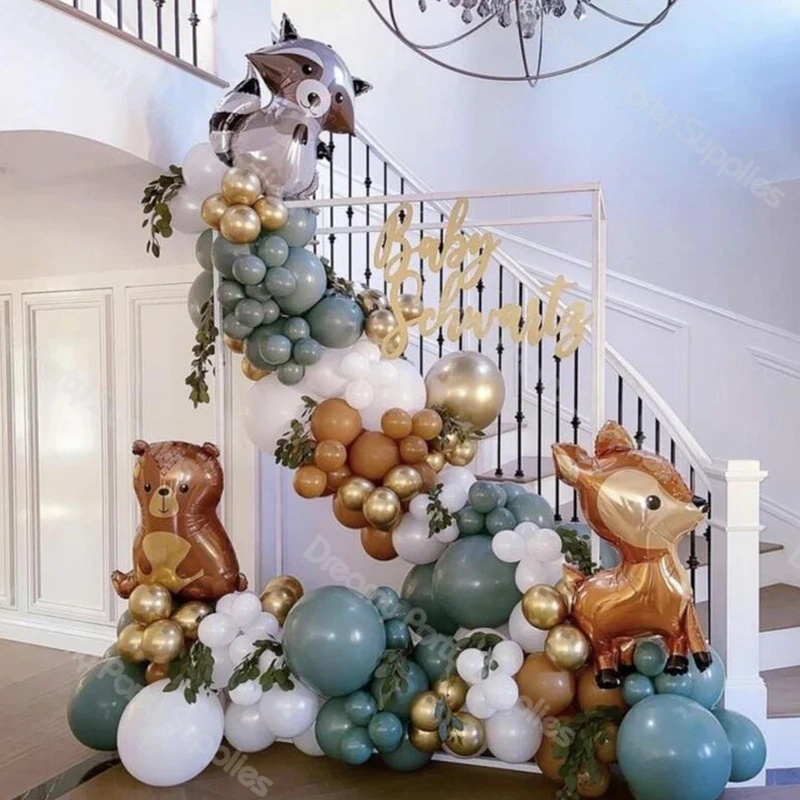 

Safari Animal Balloon Garland DIY Ocean Blue White Coco Gold Balloon Arch Kit Boy Birthday Decoration Baby Shower Party Supplies