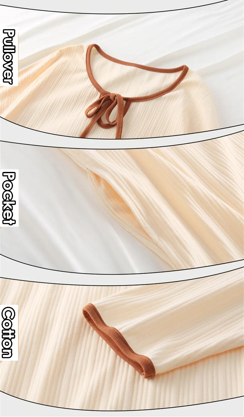 Yasuk Summer Fashion Women's Casual Lovely Long Nightdress Nightgown Pajamas Set Short Sleeves Bow Simple Soft