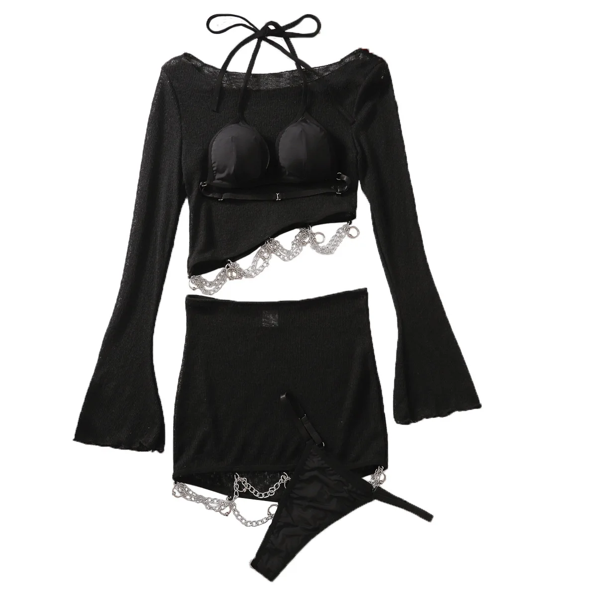 Модный облегающий универсальный комплект с цепочкой сексуальное перспективное