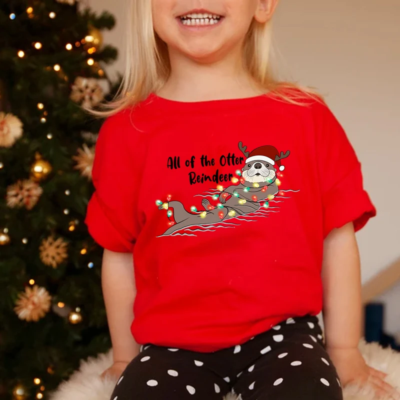 

All of The Offer Reindeer Girls 2022 New Toddler Summer Cartoon T-Shirts Comfortable Tops Children's Christmas Print Clothing