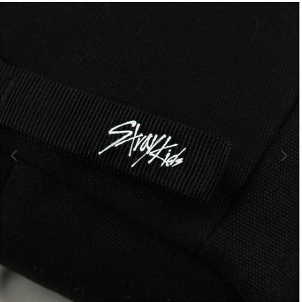 KPOP Stray Kids Handbag Concert SeungMin Black STAY Embroidered LOGO Crossbody Chest Bag Zipper Fashion Men Backpack Couple Gift