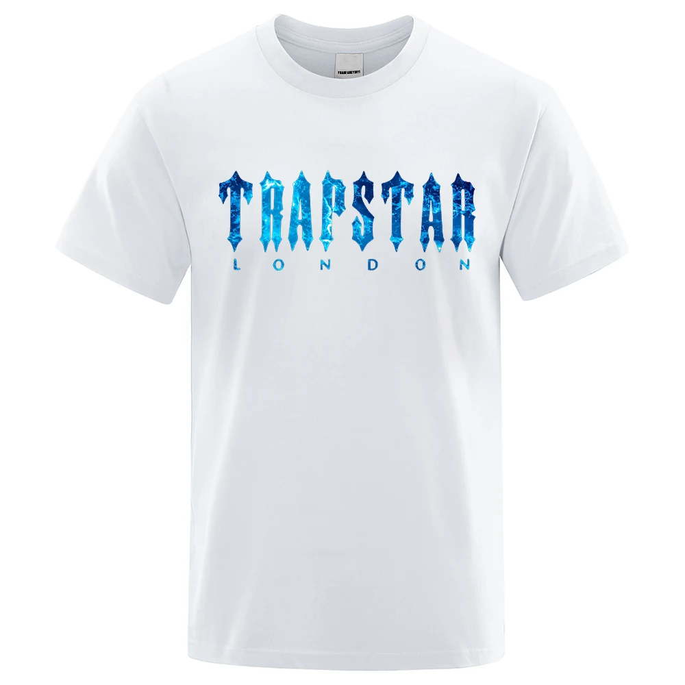 

Trapstar London Undersea blue Printed T-Shirt men Summer Breathable Casual Short Sleeve Street Oversized Cotton Brand T Shirts