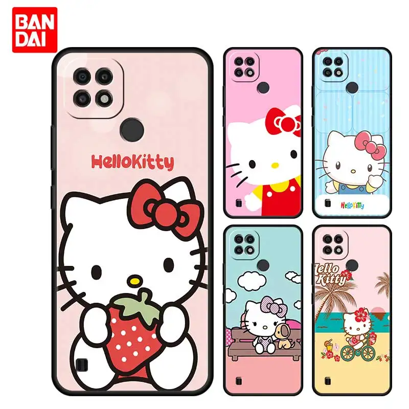 

Hello Kitty Wallpaper Case for Realme C21 C21Y C25 C25s C15 C11 C17 C3 C3i C20 5 6 7i 8i 8 8Pro Narzo30A Silicone Black Cover